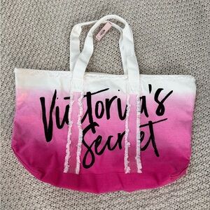 Victorias Secret pink and white tote bag. New with tags.